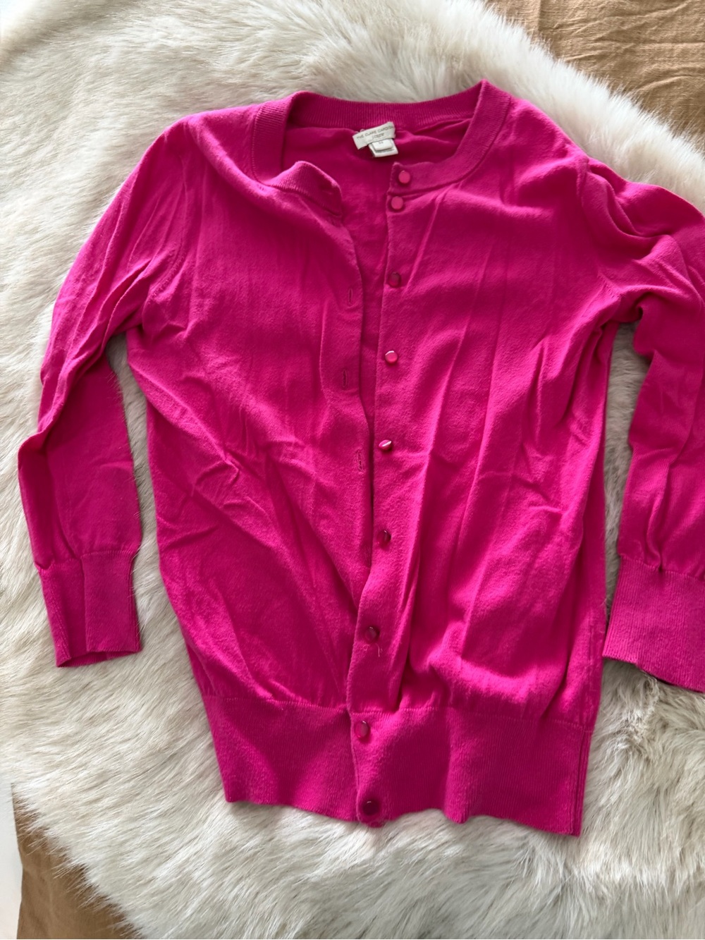 J. Crew Clare Bright Fuchsia Button-Front Cardigan XS